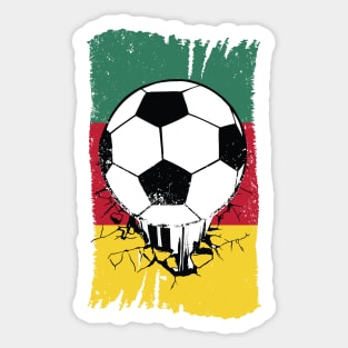 Vintage Cameroon Flag with Football // Retro Cameroon Soccer Sticker